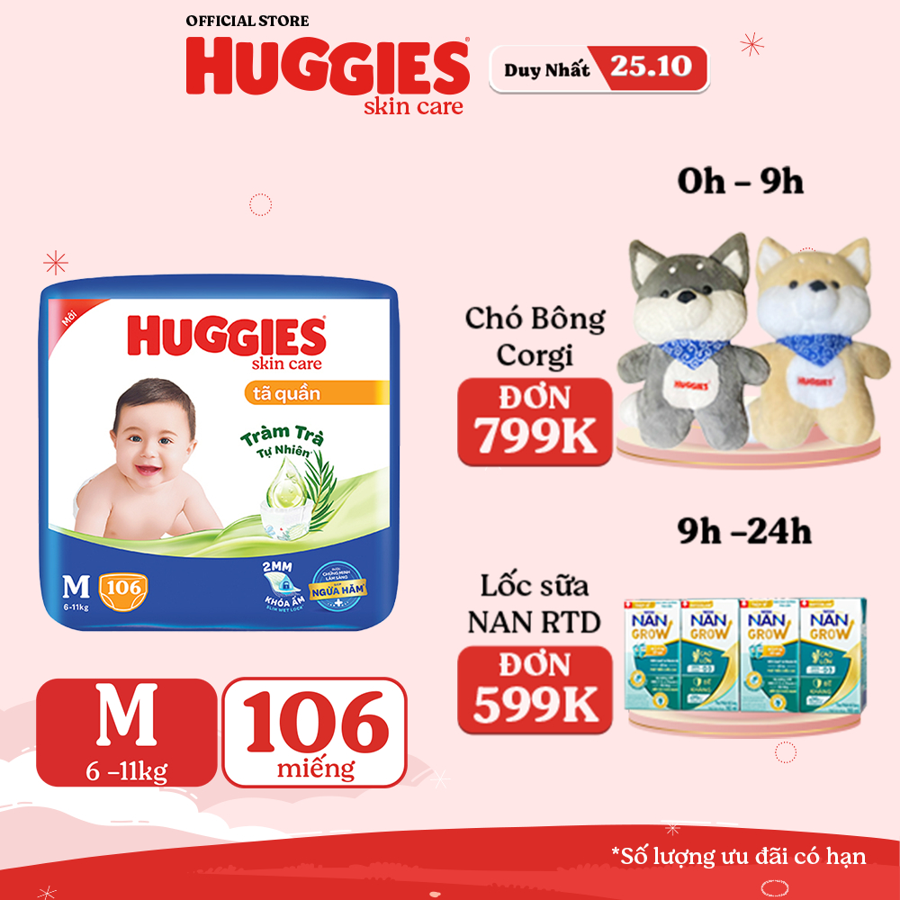 Tã quần Huggies Skincare Mega Jumbo M106/L96+8/XL84+4/XXL76+4