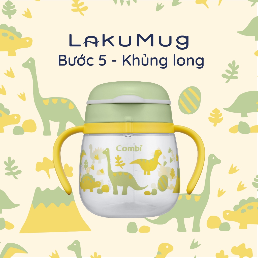 (DUY NHẤT THÁNG 12 - GIẢM 15% ĐỒ CHƠI MUA KÈM) Bình nước Combi LakuMug bước 5 dung tích 240ml Khủng long