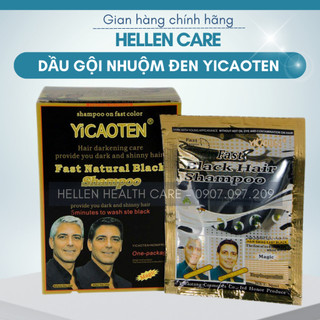 Hộp Dầu Gội Nhuộm Đen Tóc YiCaoTen - Gội Là Đen (Hộp 10 Gói Có Kèm Bao Tay) ✅FLASH SALE✅