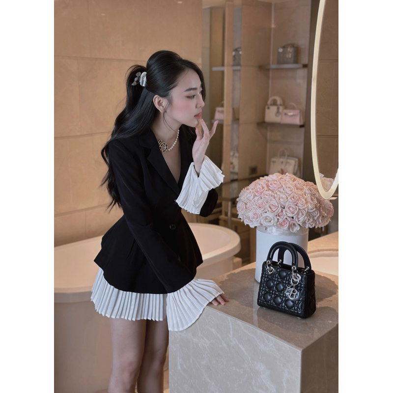 Áo vest tay loe đi chơi đi tiệc LéNa phối chân váy sang chảnh