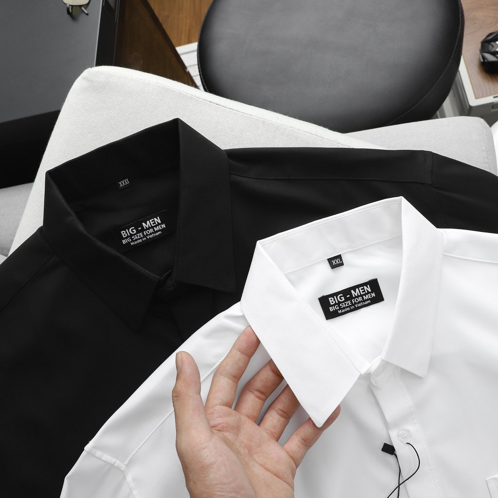 Áo sơ mi tay dài có túi đi làm đi học thời trang cỡ đại bigsize nam < 140kg