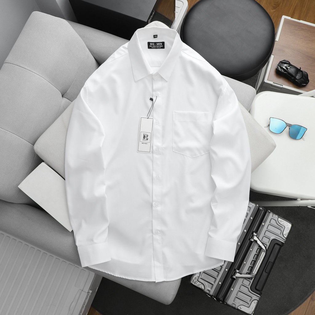 Áo sơ mi tay dài có túi đi làm đi học thời trang cỡ đại bigsize nam < 140kg
