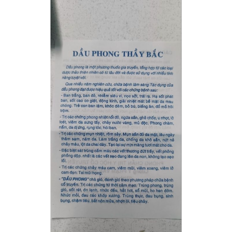 DẦU PHONG THẦY BẮC CHỢ ĐỒN