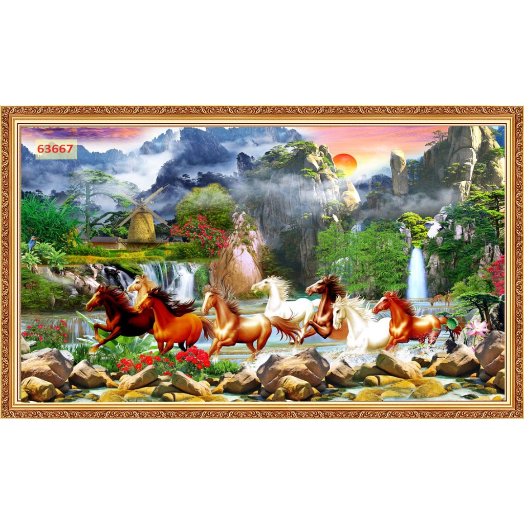 Tranh mã đáo thành công, tranh trang trí phòng khách, tranh nghệ thuật, tranh phong thủy, tranh 3d bóc dán, tranh decal