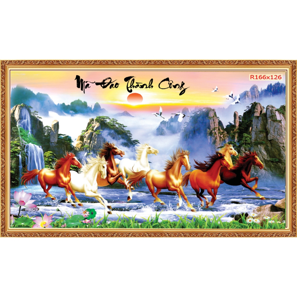 Tranh mã đáo thành công, tranh trang trí phòng khách, tranh nghệ thuật, tranh phong thủy, tranh 3d bóc dán, tranh decal