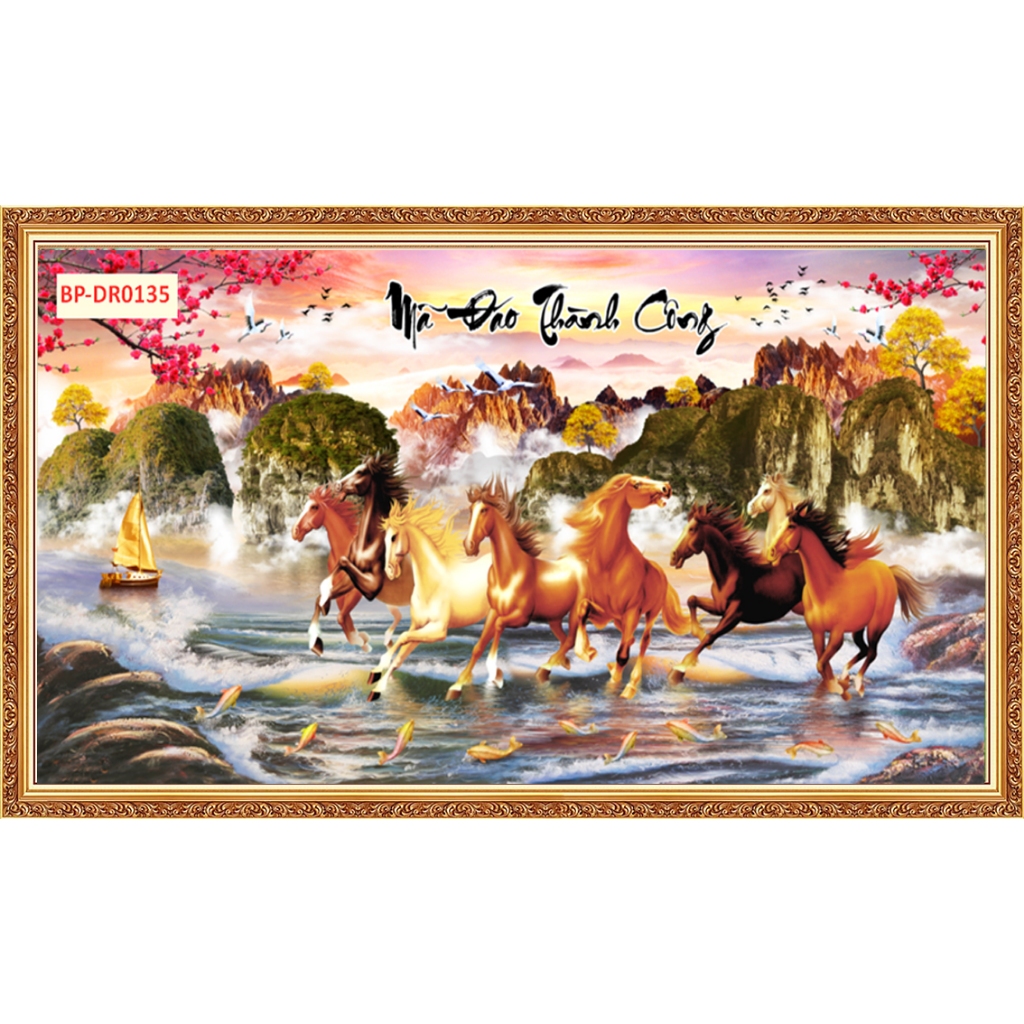 Tranh mã đáo thành công, tranh trang trí phòng khách, tranh nghệ thuật, tranh phong thủy, tranh 3d bóc dán, tranh decal