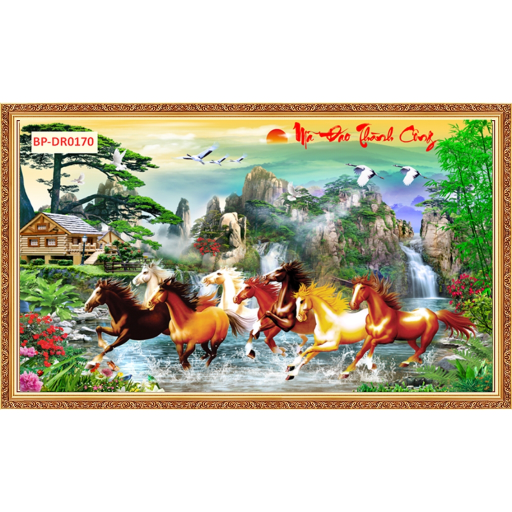 Tranh mã đáo thành công, tranh trang trí phòng khách, tranh nghệ thuật, tranh phong thủy, tranh 3d bóc dán, tranh decal