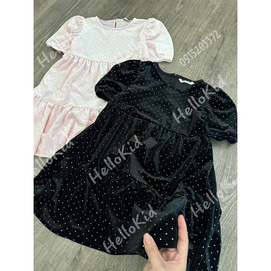 Váy nhung đính hạt gzj bé gái