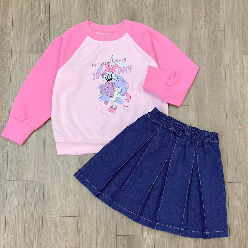 Set thỏ Joyday kèm chân váy jean x