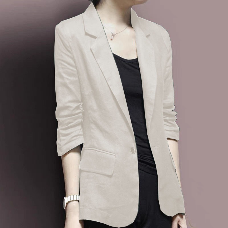 Áo vest blazer tay chun 1 lớp SLINEN, chất vải Linen bột Premium, form chuẩn vest sang trọng.