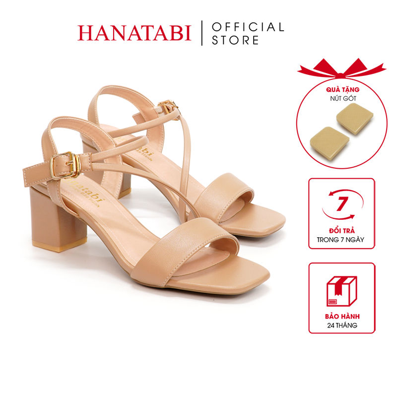 Sandal Nữ Hanatabi Bản Ngang 2 Quai Chéo Khóa Mũi Vuông Gót Cao 5cm Hậu C Đế TA Cao Cấp Chống Trơn Trượt Mã HNSDG7F896