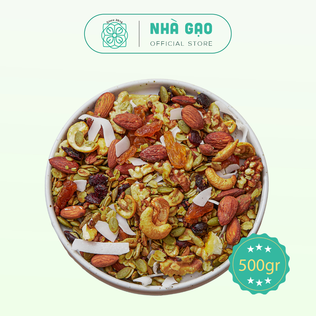 Granola vị trà xanh siêu hạt dinh dưỡng Nhà Gạo
