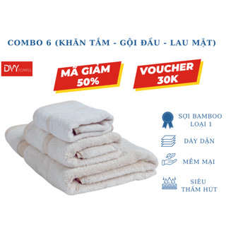 [Mã SGBAU30 giảm đến 30K đơn 99K] (Combo 6 Chiếc ) Khăn Sợi Tre Bamboo ( 2 khăn tắm, 2 khăn quấn đầu, 2 khăn mặt)