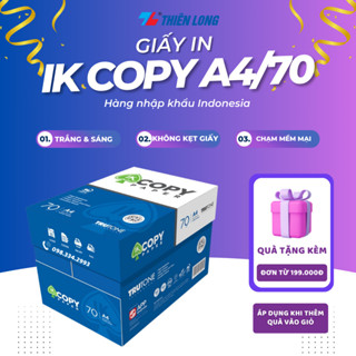 Combo 5 ream giấy in A4, giấy photo 70/80gsm Thiên Long IK Copy - Giấy a4 500 tờ đều màu, độ dày cao, in không nhòe
