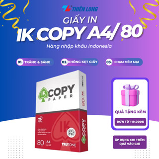 Giấy A4, giấy in A4 80gsm cao cấp Thiên Long IK Copy - Giấy in photo A4 500 tờ đều màu không gợn