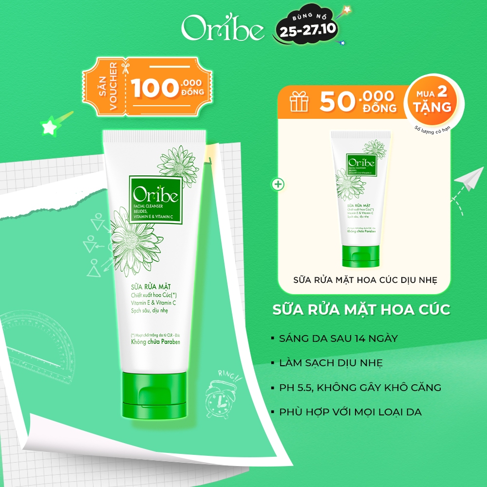 Sữa Rửa Mặt Oribe Dưỡng Ẩm Dịu Nhẹ Cho Da Mụn Dưỡng Trắng Da Thu Nhỏ Lỗ Chân Lông Kiềm Dầu Và Làm Sạch Da - 100g