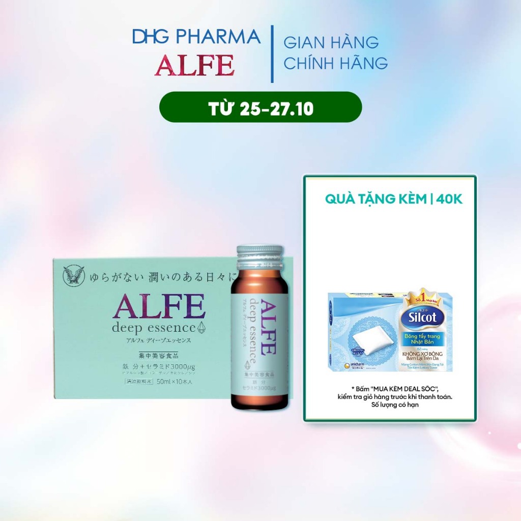 Collagen uống ALFE Deep Essence tăng cường độ ẩm và độ đàn hồi cho da Hộp 10 chai x 50ml - Chính hãng DHG Pharma