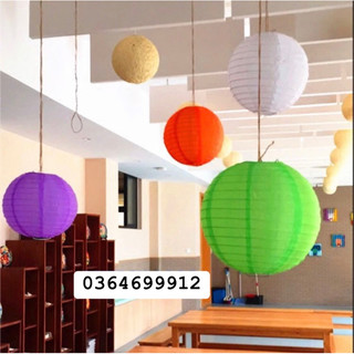 Đèn Lồng Tròn Vải Lụa Không Tua Nhiều Màu Sắc đường kính 25cm