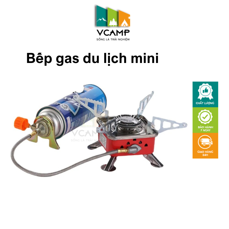 Bếp Ga Mini Gấp Gọn, Bếp Gas Dã Ngoại Du Lịch Đa Năng Tiện Dụng Kèm Dây, Bếp Mini Cầm Tay Cắm Trại - VCamp