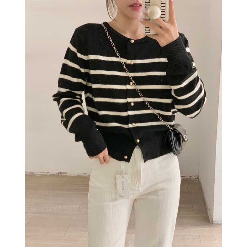 KAYY. Áo cardigan len kẻ _ A3520
