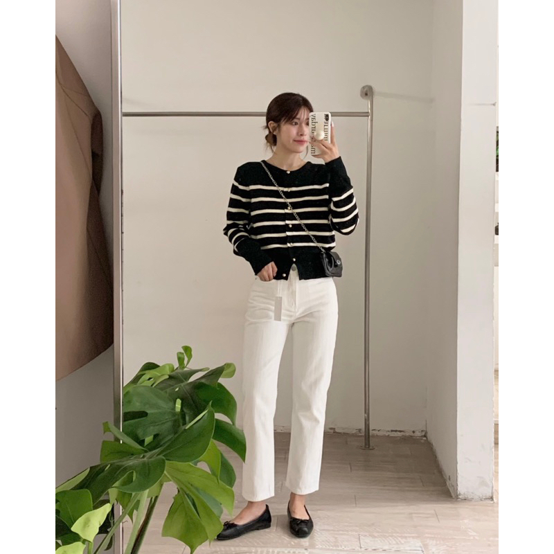 KAYY. Áo cardigan len kẻ _ A3520