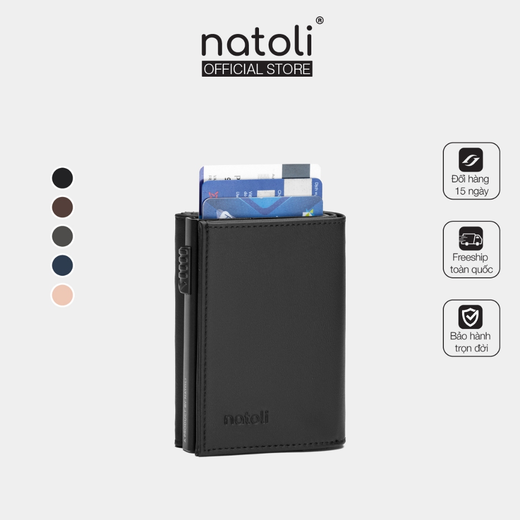 Ví nam nữ mini thông minh thương hiệu Natoli gập 3 đựng thẻ cao cấp - Futuristic Mini Wallet V8