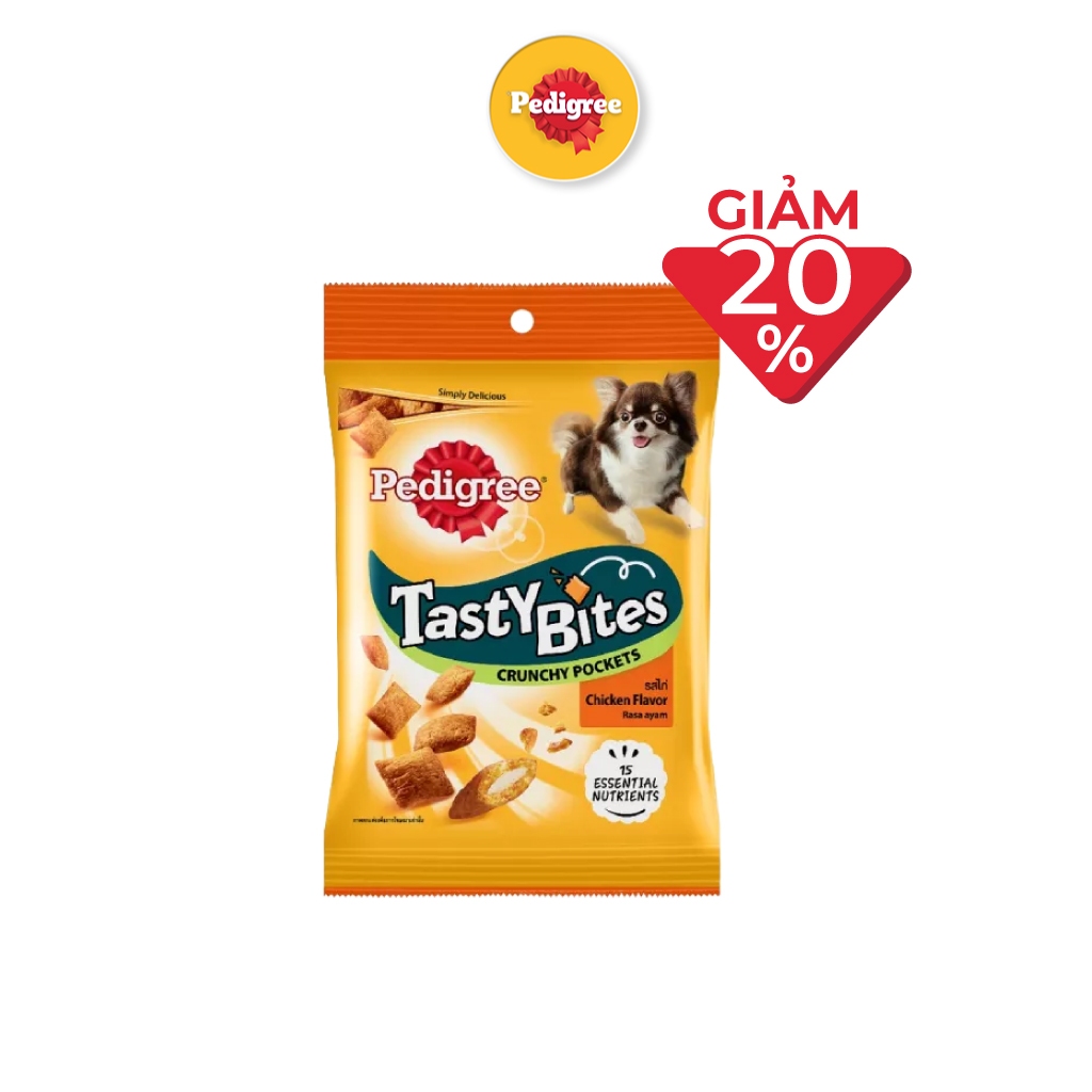 [DATE 10/12/2023] PEDIGREE Tasty Bites Bánh thưởng cho chó viên giòn tan - Vị thịt gà 60g