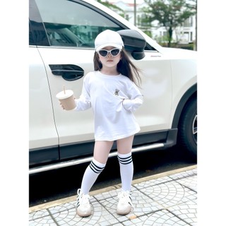 Áo thun dài tay AD LV trẻ em, áo thun dài tay họa tiết gấu cho bé, kìd_genz