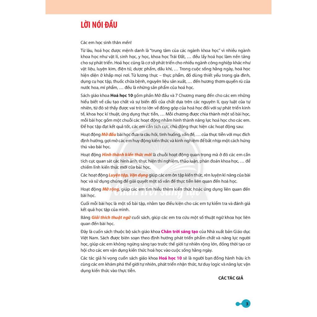 Sách học sinh – Hóa Học Lớp 10  – Chân trời sáng tạo