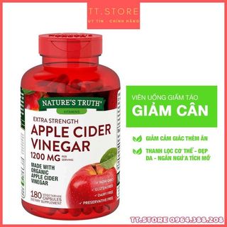 Viên uống giấm táo giảm cân nature’s truth apple cider vinegar 1200mg 180 viên của mỹ.