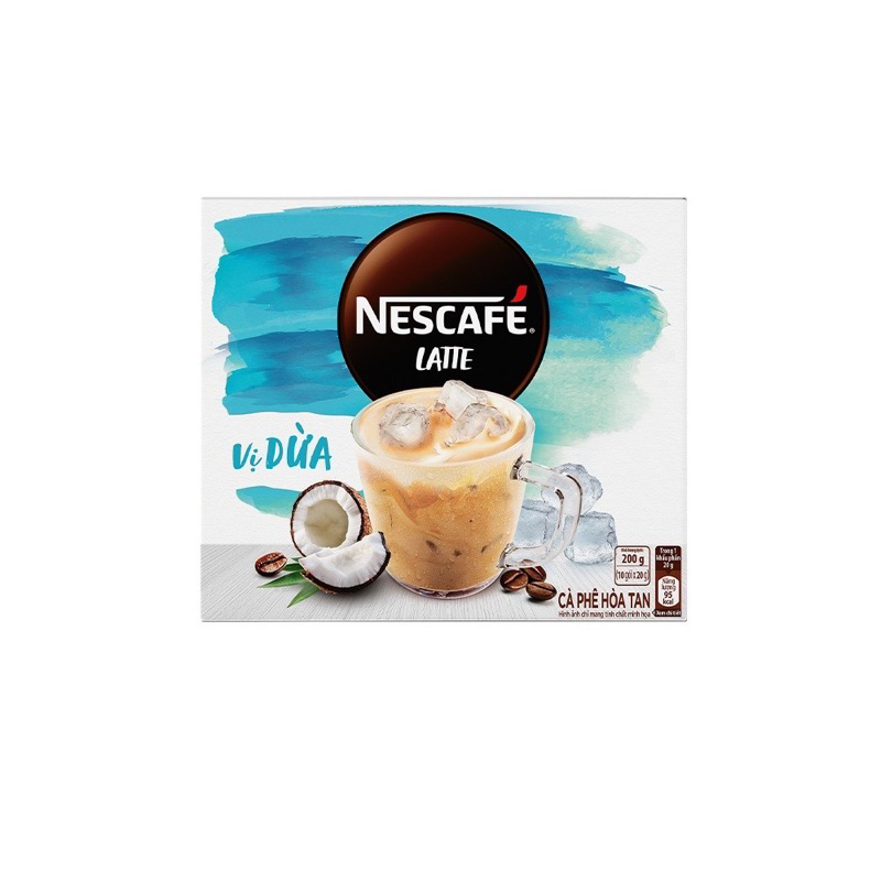 [DỪA] Hộp cà phê hòa tan Nescafe LATTE Vị Dừa - Hộp 10 gói x 20
