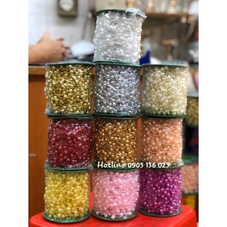 1m2, 6m dây chuỗi ngọc hạt trai, chuỗi cườm làm bó hoa cưới cô dâu, trang trí tiệc cưới, nguyên liệu handmade hạt cườm