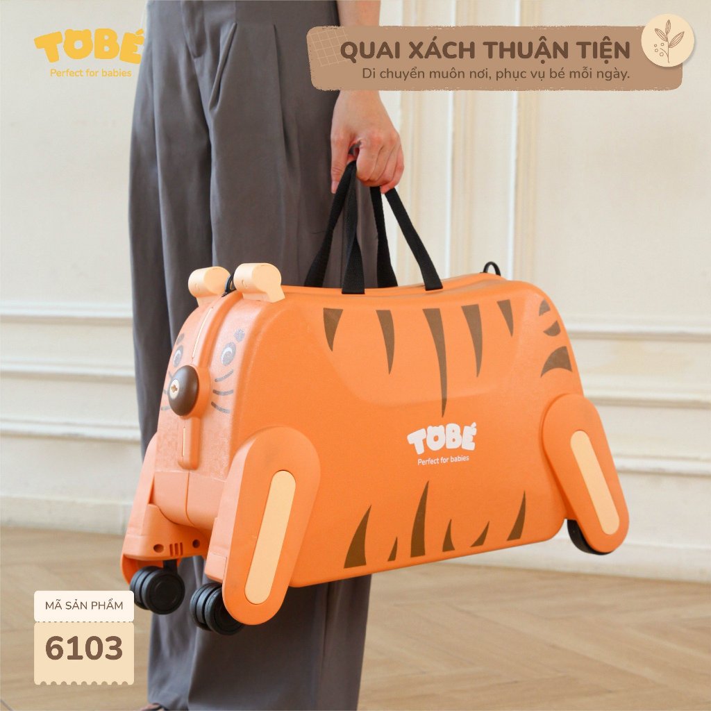 Vali kéo kiêm xe đẩy, ghế ngồi, xe chòi chân cho bé Tobe 4 in 1 Bino hình thú cưng xinh xắn đáng yêu 6103