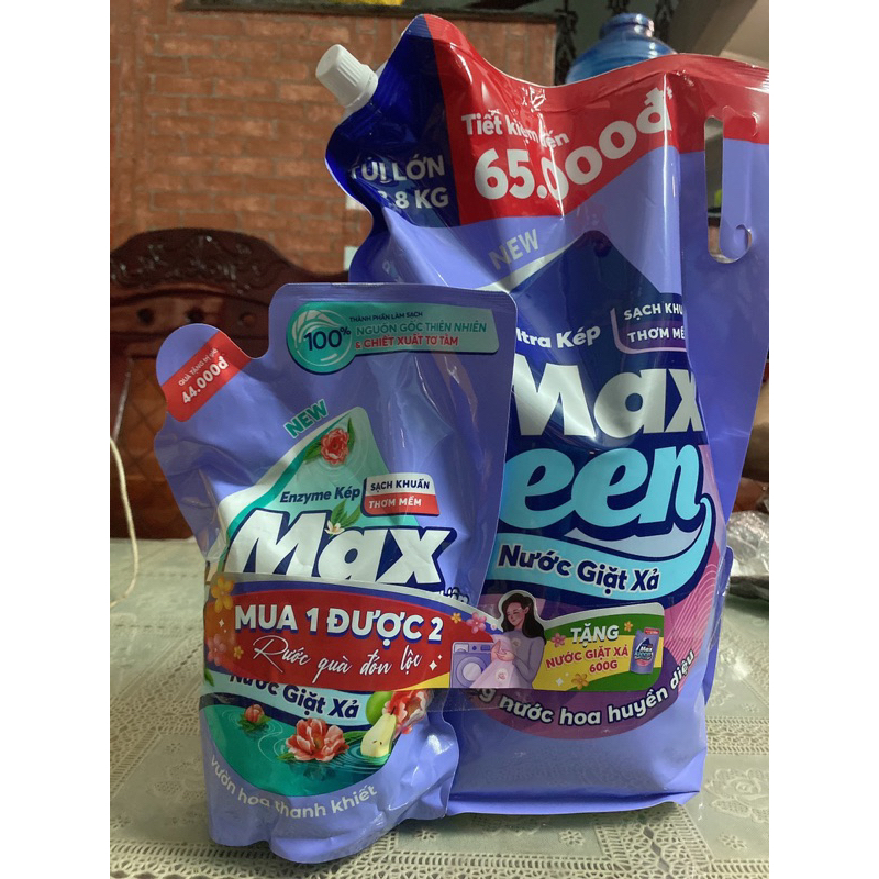 Nước giặt xả quần áo 2in1 MAXKLEEN 3,8kg
