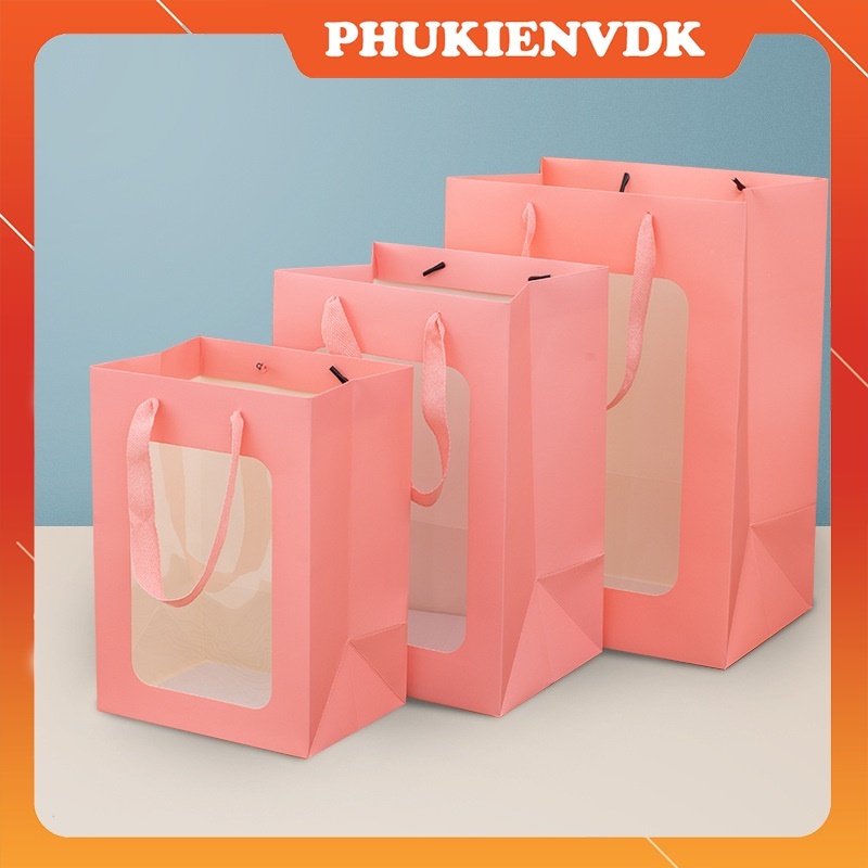 Túi Giấy Mặt Kính Đựng Hoa, Quà Tặng Túi Giấy Cứng Cao Cấp