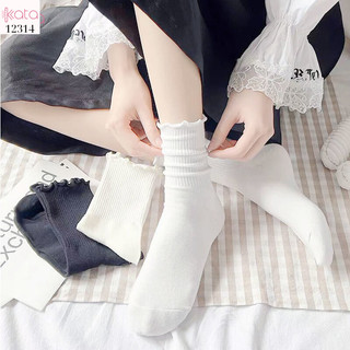 Tất ren giữa bắp chân,tất thu đông phong cách JK Nhật Bản nữ 12314