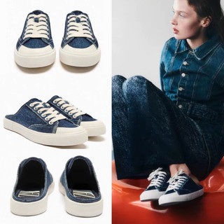 ORDER - ZR Giày Sục đen denim dây cột + ảnh thật❤️