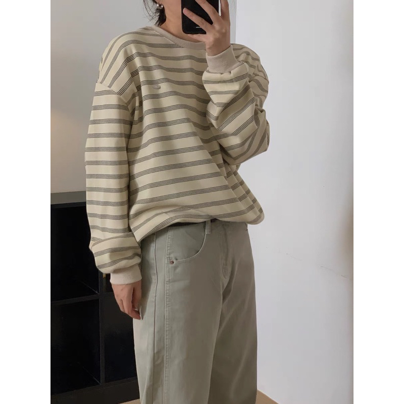 Áo nỉ da cá kẻ be Hàn