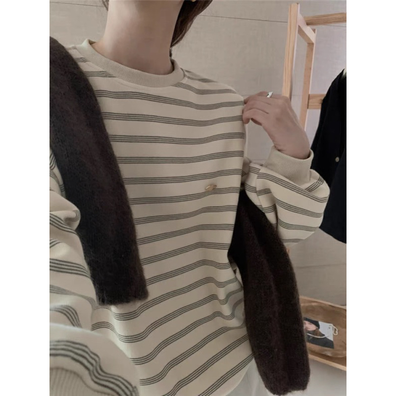 Áo nỉ da cá kẻ be Hàn