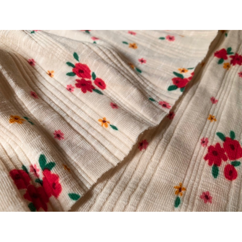 Vải thun giả gân hoa nhí