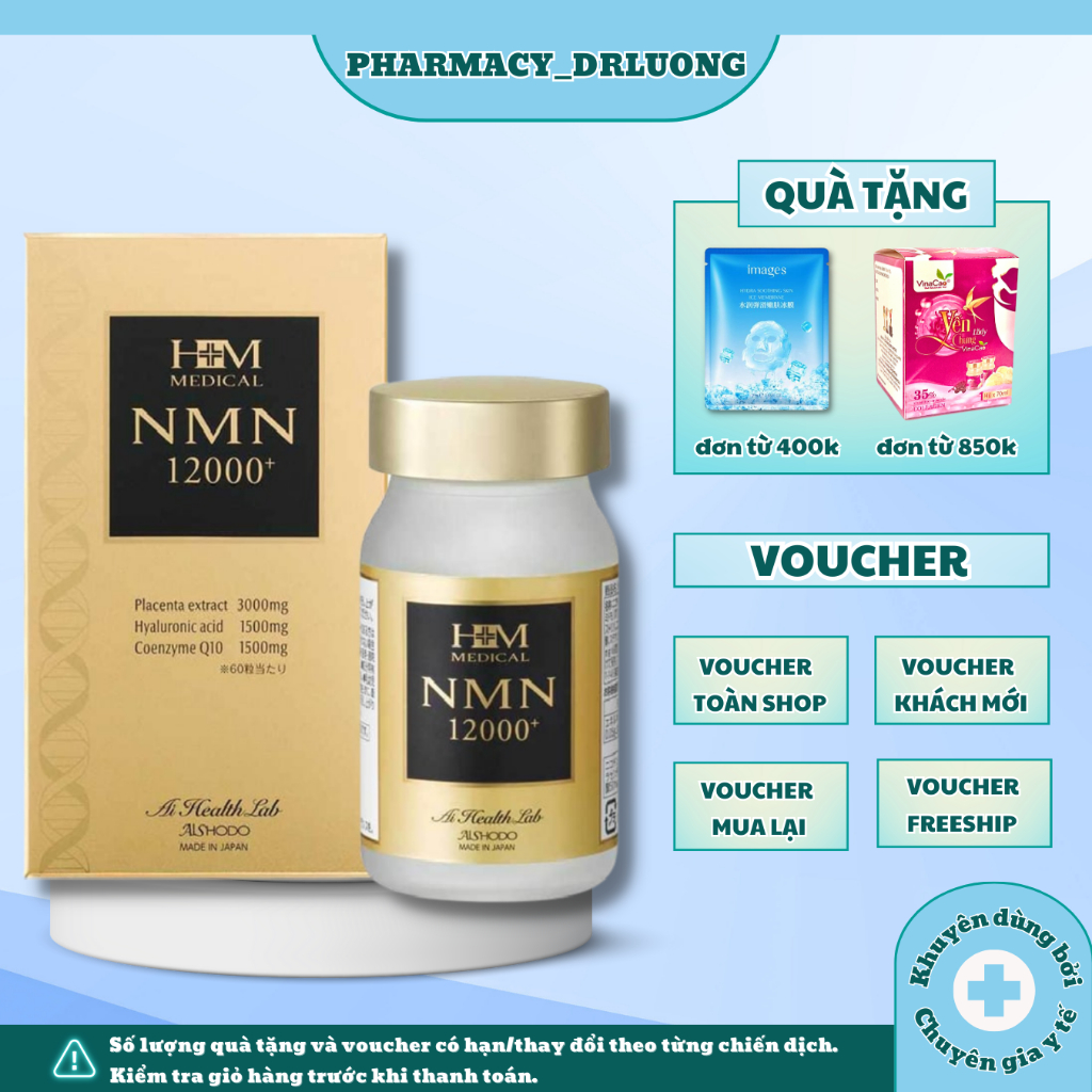 Viên uống giúp trẻ hóa NMN 12000 Aishodo 60 viên Nhật Bản