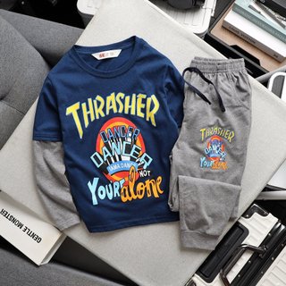 Bộ dài tay thun cotton bé trai BUBY KID FASHION bn134 xuất dư size đại 27-56kg form to