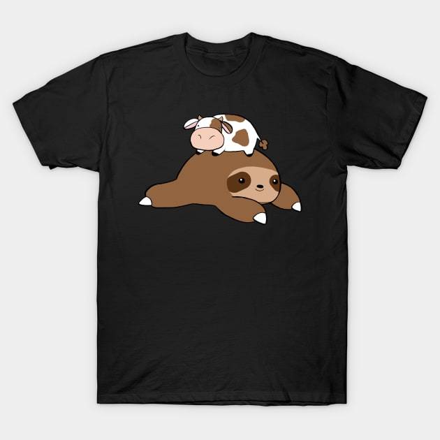 Áo thun và xinh đẹp dễ thương Sloth and Tiny Cow TShirt - TEE120