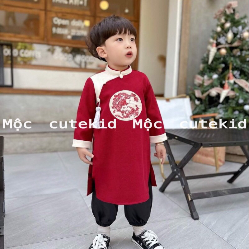 Bộ áo dài cho bé trai đi chơi Lễ Tết - HÌNH THẬT - set áo dài cho bé trai đi chơi Lễ Tết, Lễ Hội, tiệc tùng