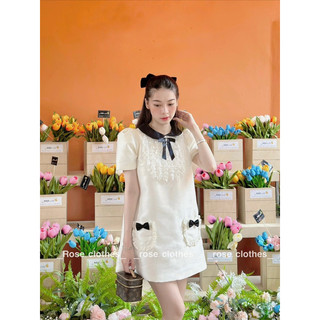 EMMI DRESS váy dáng suông phối cổ bèo nhún lạ mắt kèm nơ. Ảnh thật by Rose.clothes