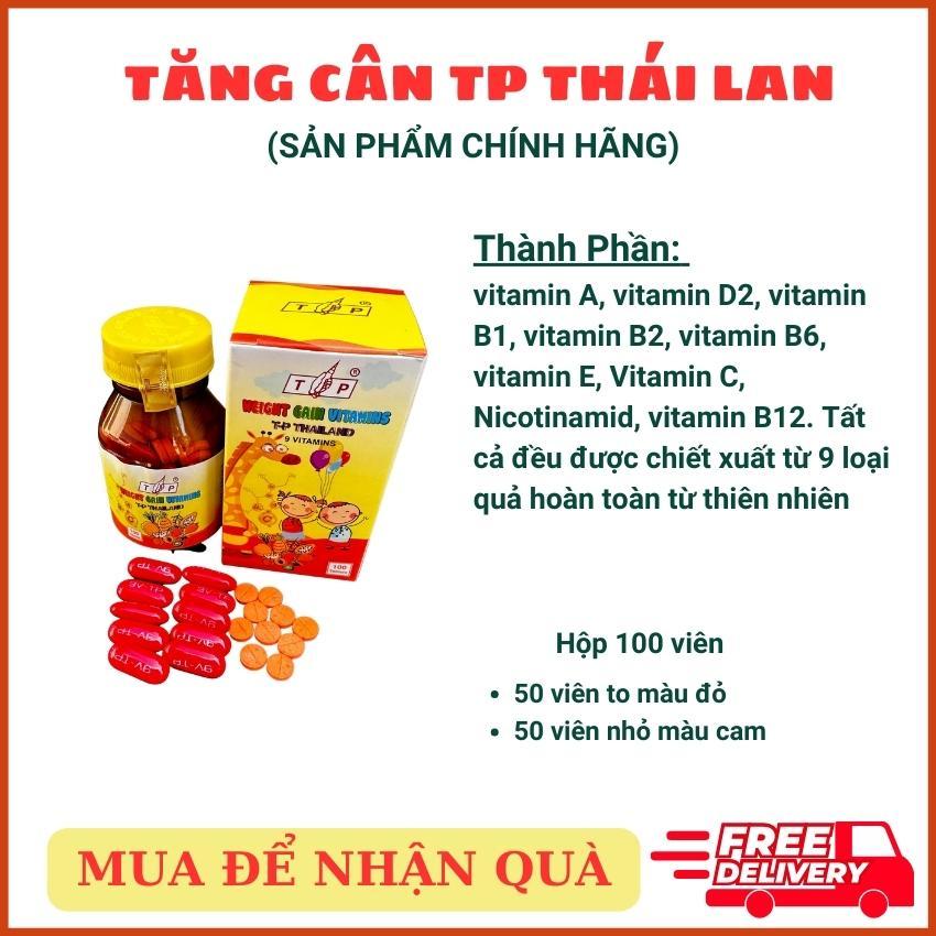 Tăng cân TP thái lan, vitamin TP thái lan, Weight Gain Vitamin hộp 100 viên mẫu mới hiệu quả tăng từ 2 đến 6 kg