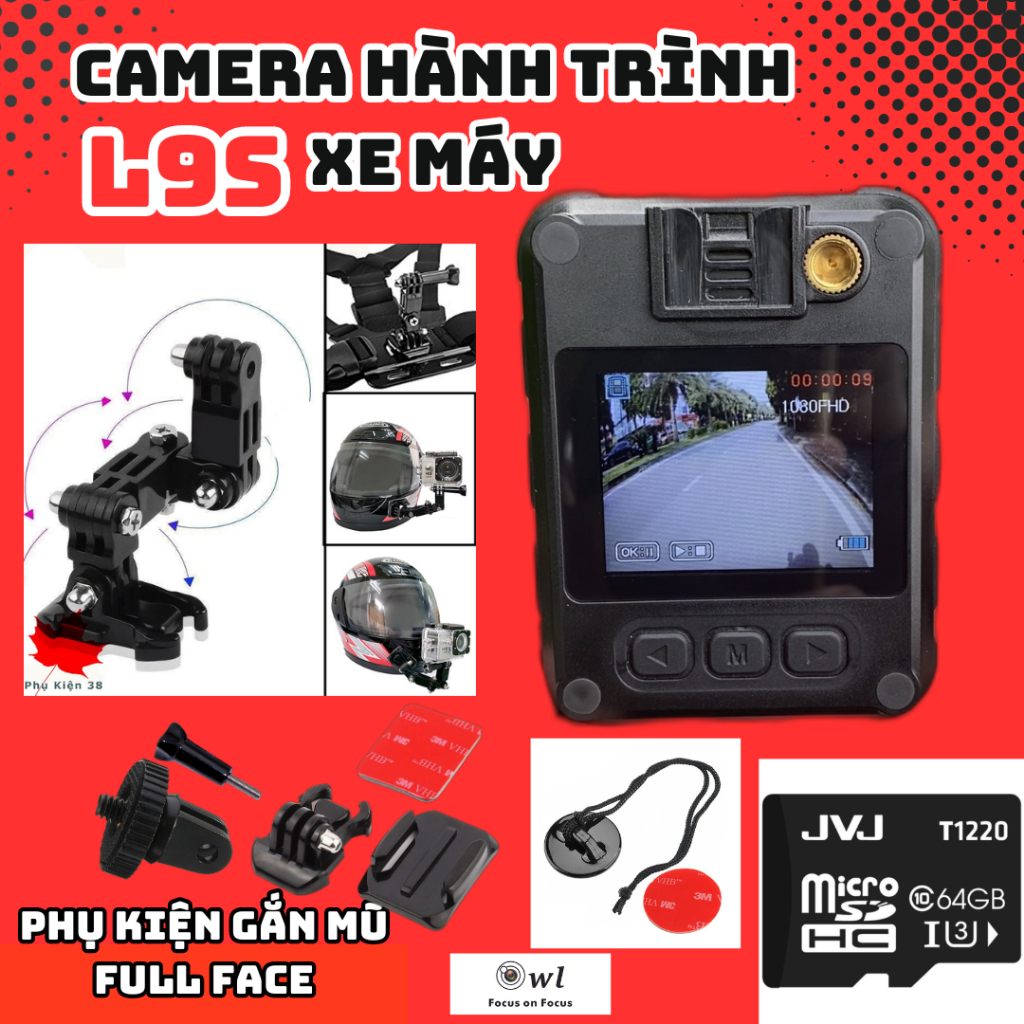 Camera hành trình xe máy L9s wifi chính hãng Owlcam, Có kết nối điện thoại, pin liền cực trâu