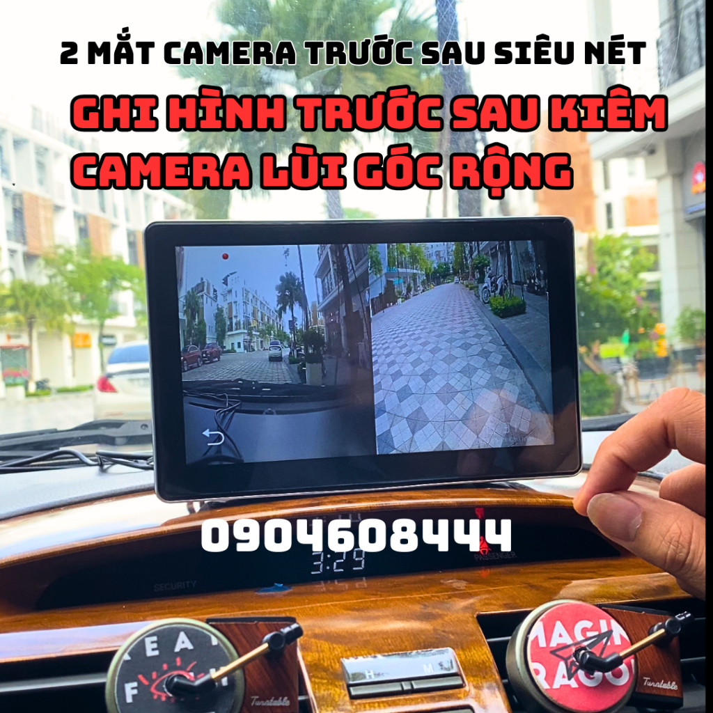 Camera hành trình kiêm màn hình Android V7 4G, Cảnh báo tốc độ, cam phạt nguội, ghi hình trước sau lùi xe có vạch kẻ