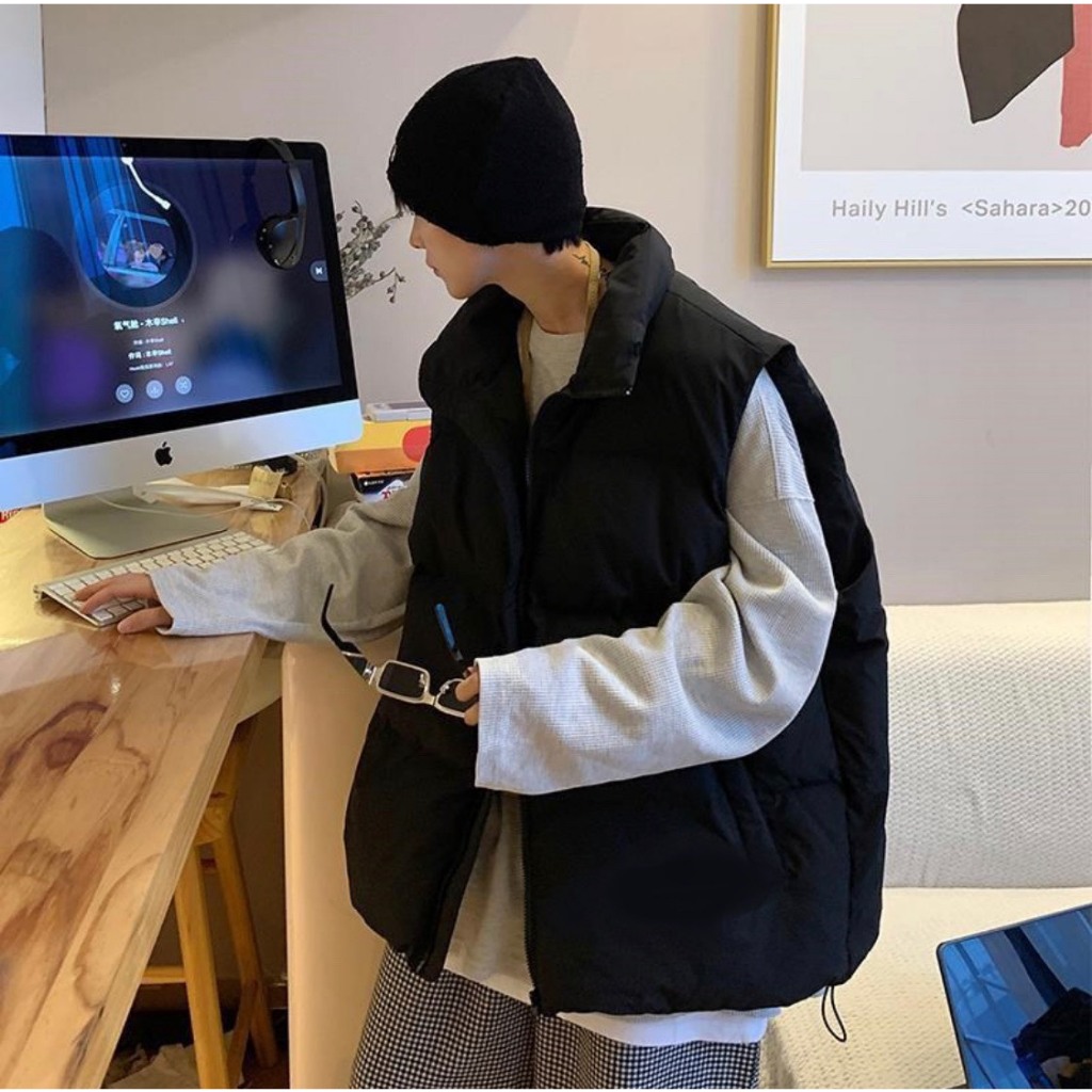 Áo Phao Gi-Le Form Đại Hàn Unisex Hoạ Tiết Trơn Nam Nữ Mặc Đều Được