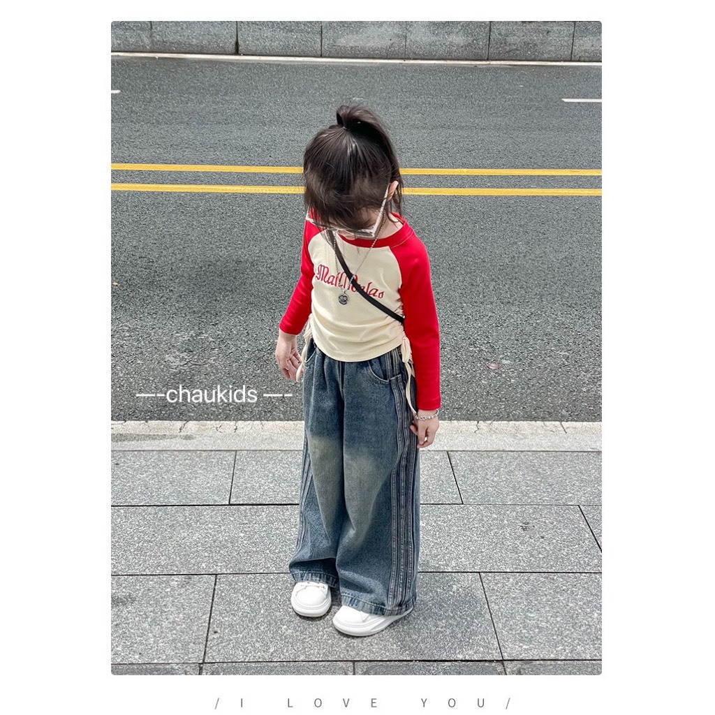 10-30KG SET ÁO DÀI TAY DÂY RÚT QUẦN JEAN DÀI CHO BÉ GÁI XINH XẮN